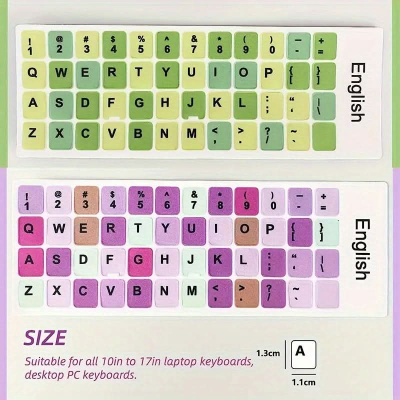 Vibrant Macaron Keyboard Stickers – Universal Letter Decals