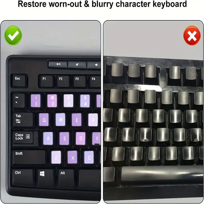 Vibrant Macaron Keyboard Stickers – Universal Letter Decals