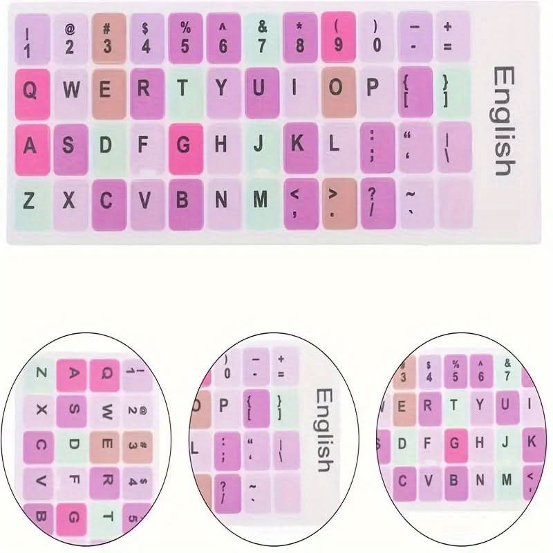 Vibrant Macaron Keyboard Stickers – Universal Letter Decals