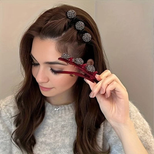 Elegant Rhinestone Decorative Hair Braiding Clips – Vintage Side Clips