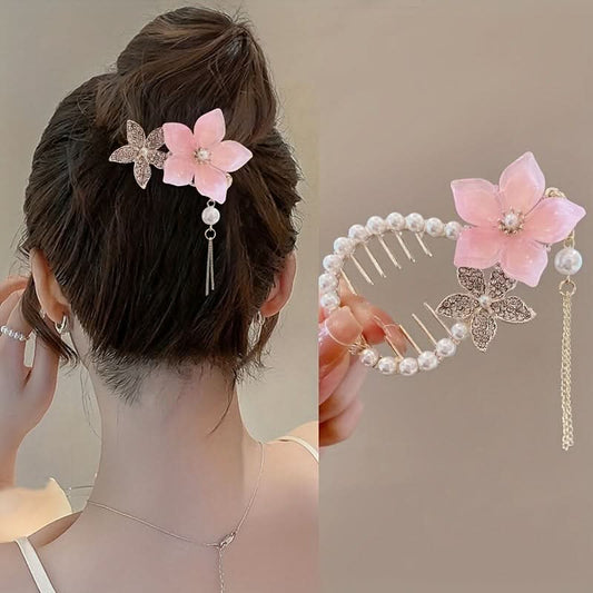 Flower Ponytail Buckle Hair Clip Set