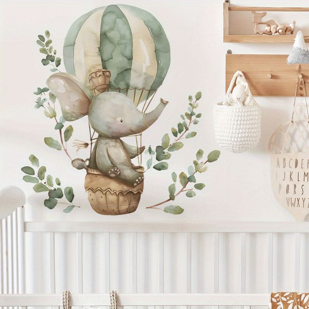 Cute Elephant Hot Air Balloon Wall Decal