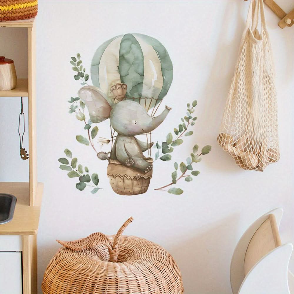 Cute Elephant Hot Air Balloon Wall Decal