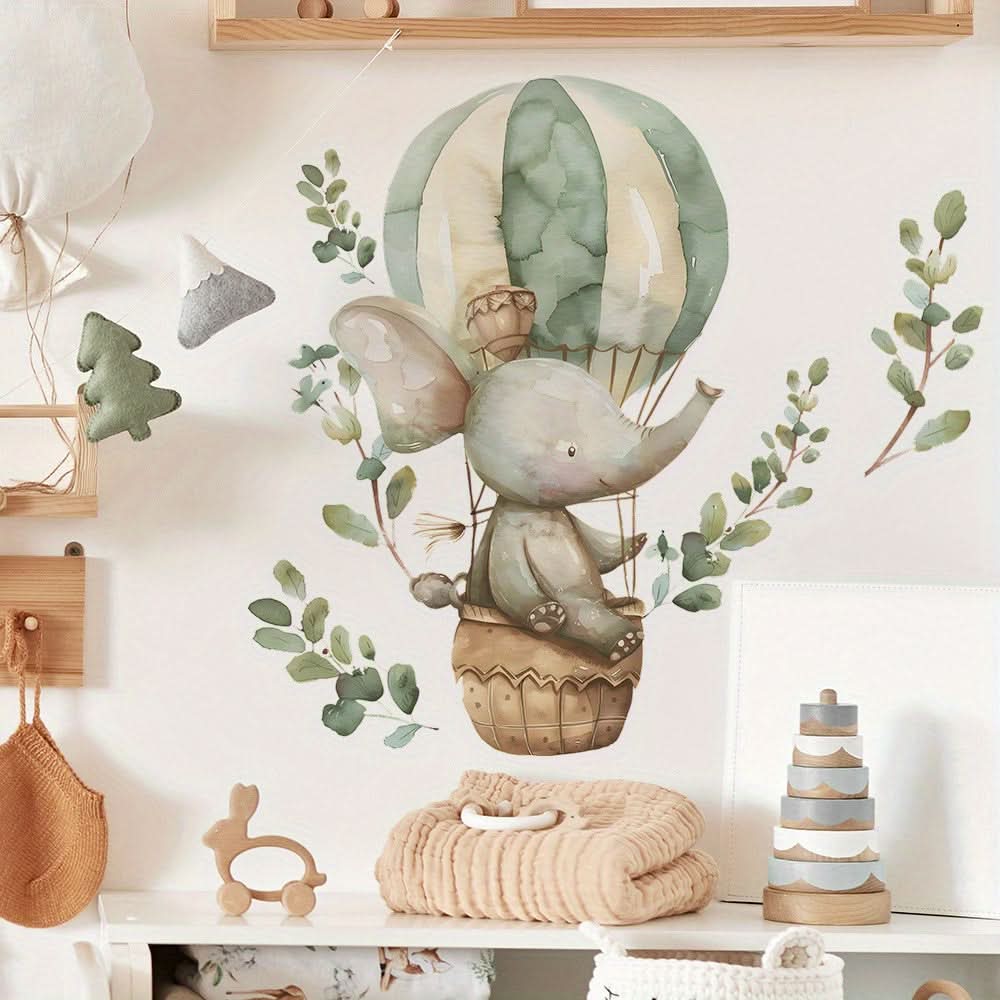 Cute Elephant Hot Air Balloon Wall Decal