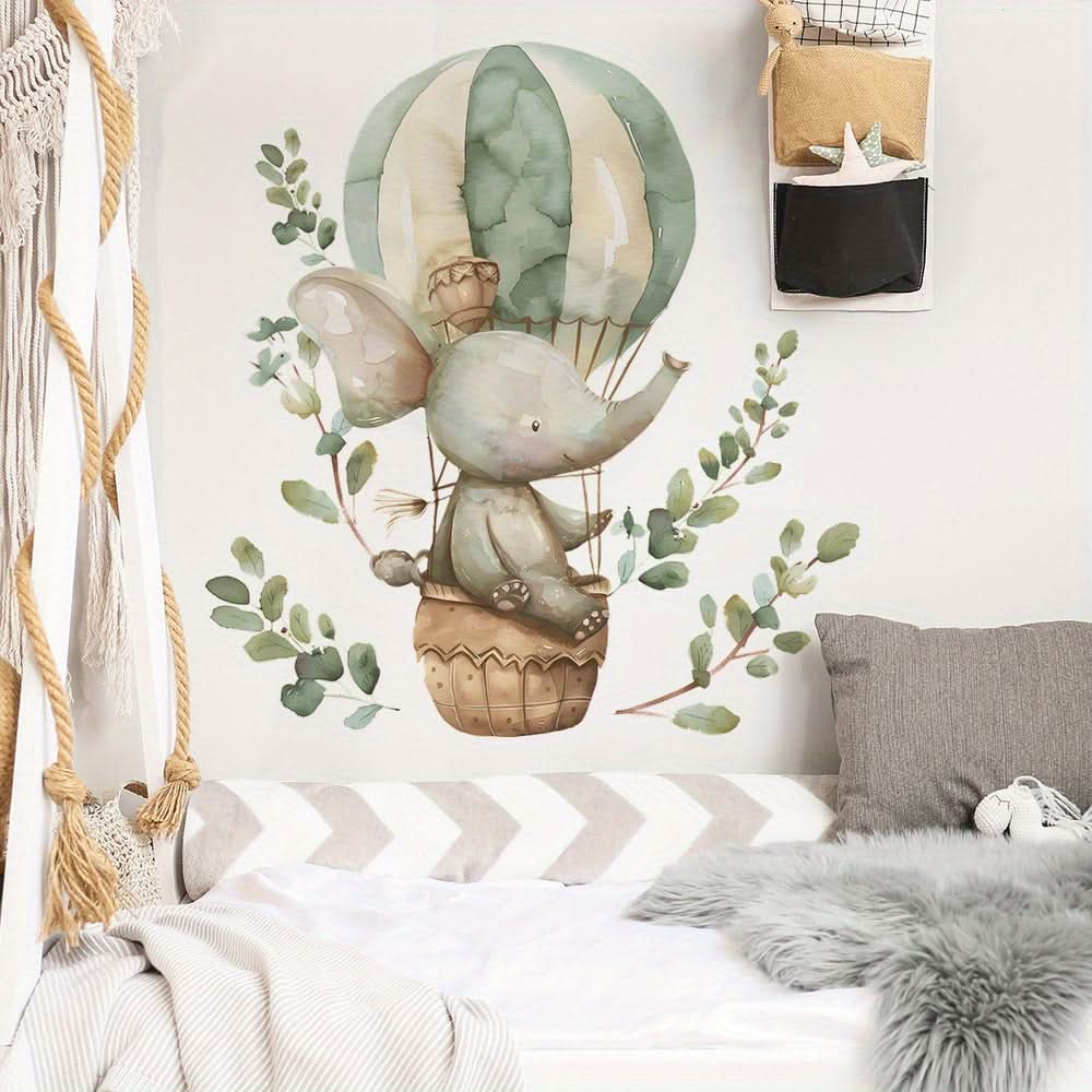 Cute Elephant Hot Air Balloon Wall Decal