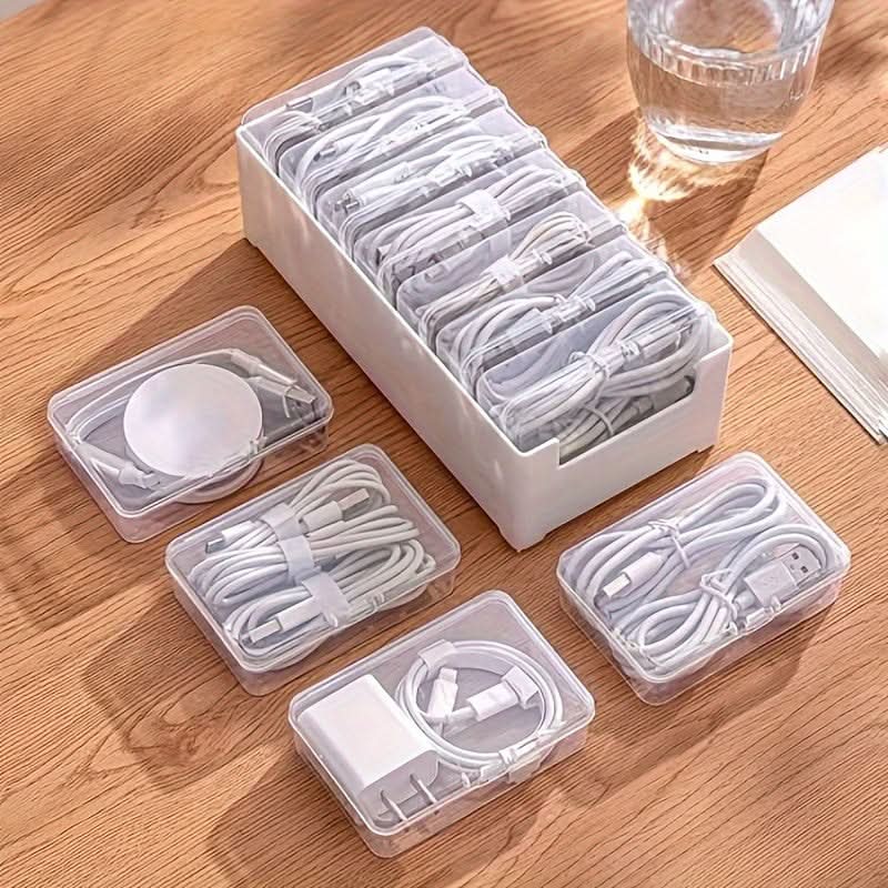Clear Cable Management Box with 8 Compartments