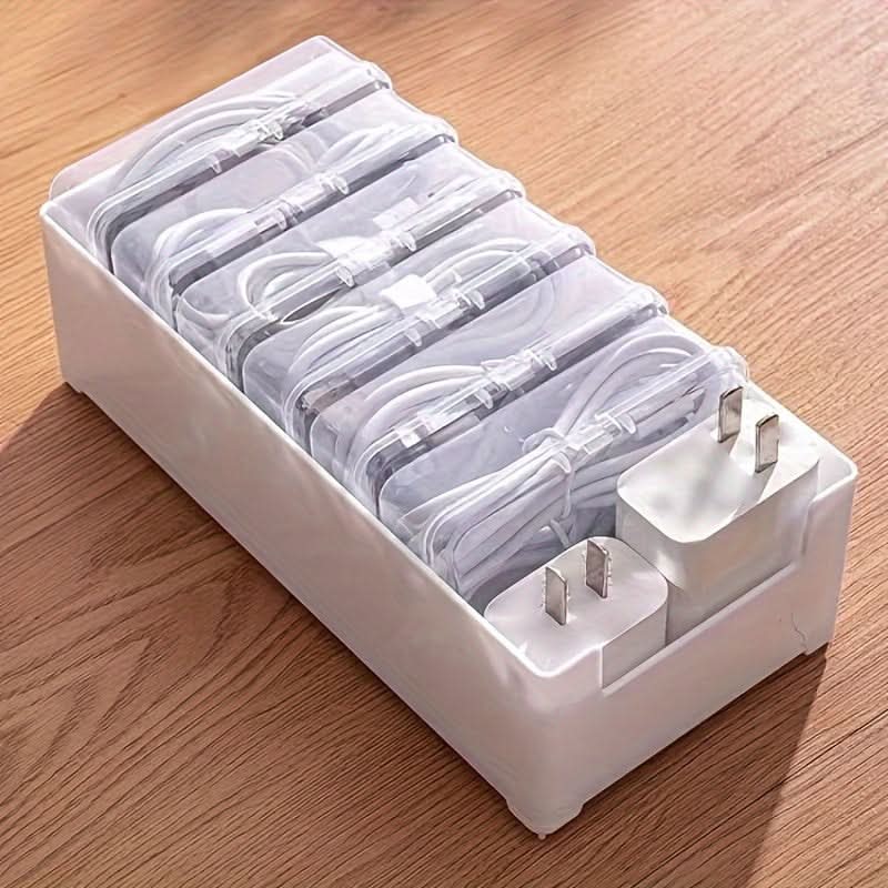 Clear Cable Management Box with 8 Compartments