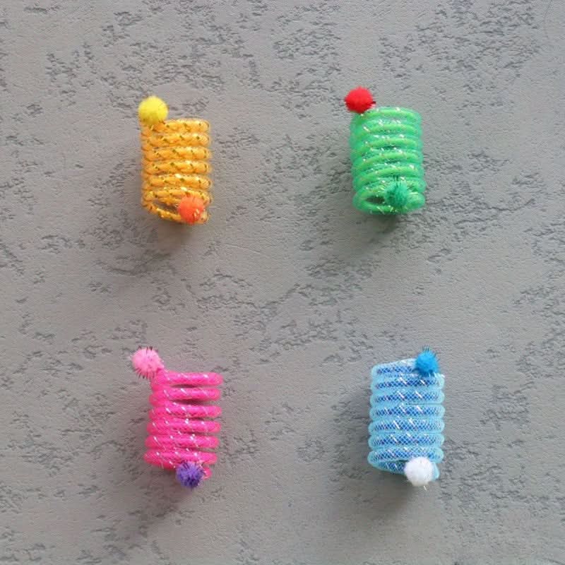 4-Pack Colorful Spring Cat Toys – Interactive