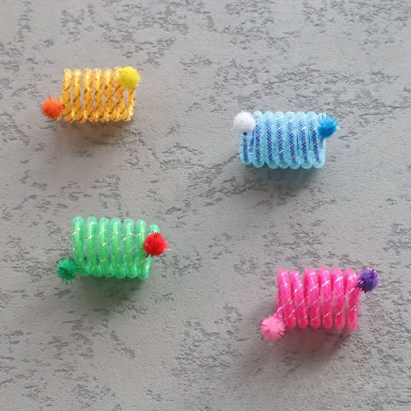 4-Pack Colorful Spring Cat Toys – Interactive