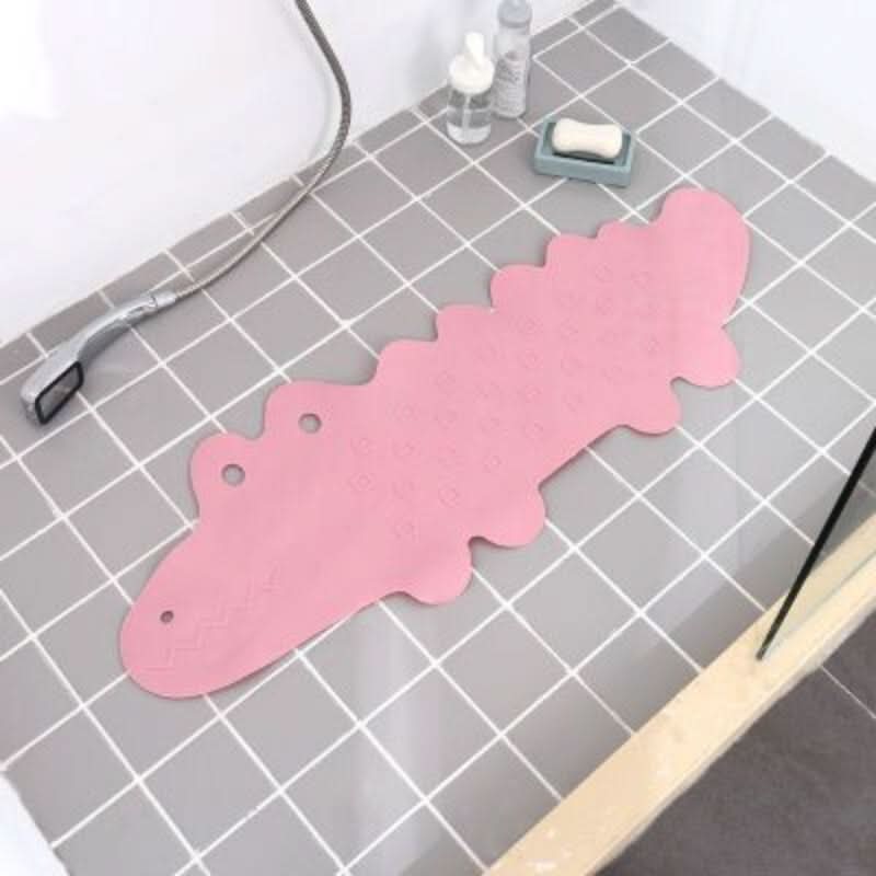 1pc Non-Slip Bathtub Mat for Kids, 37.4 x 13.58 Inches, PVC Cartoon Crocodile Design