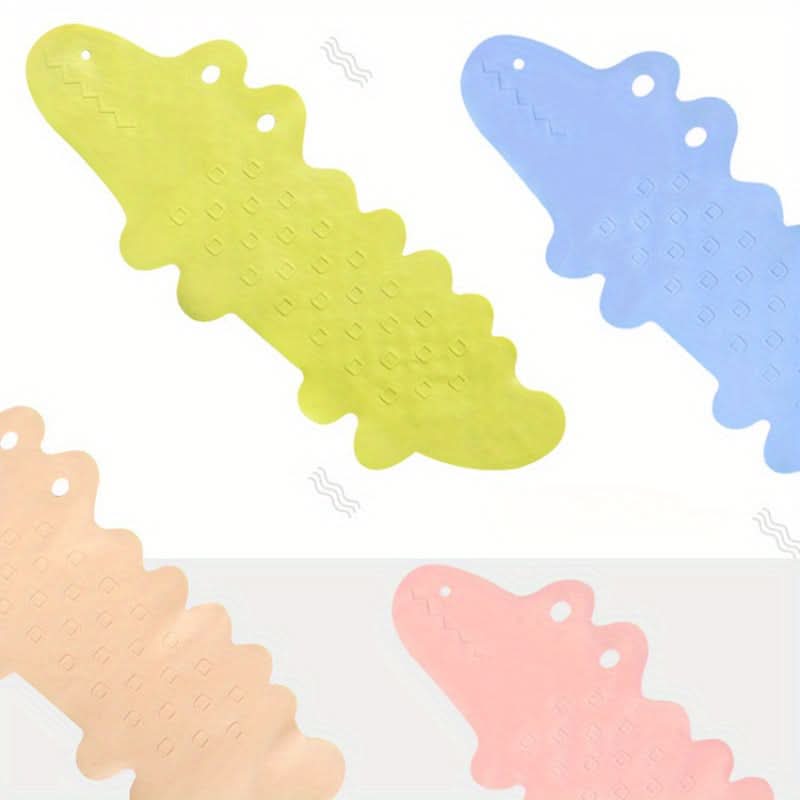 1pc Non-Slip Bathtub Mat for Kids, 37.4 x 13.58 Inches, PVC Cartoon Crocodile Design