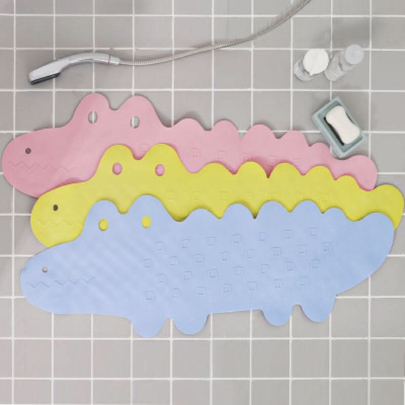 1pc Non-Slip Bathtub Mat for Kids, 37.4 x 13.58 Inches, PVC Cartoon Crocodile Design