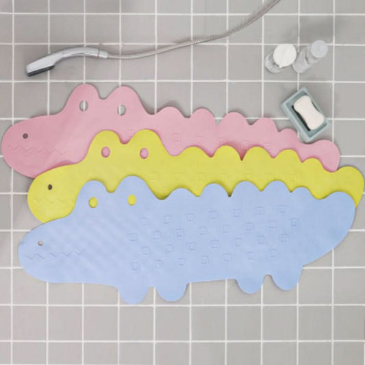 1pc Non-Slip Bathtub Mat for Kids, 37.4 x 13.58 Inches, PVC Cartoon Crocodile Design