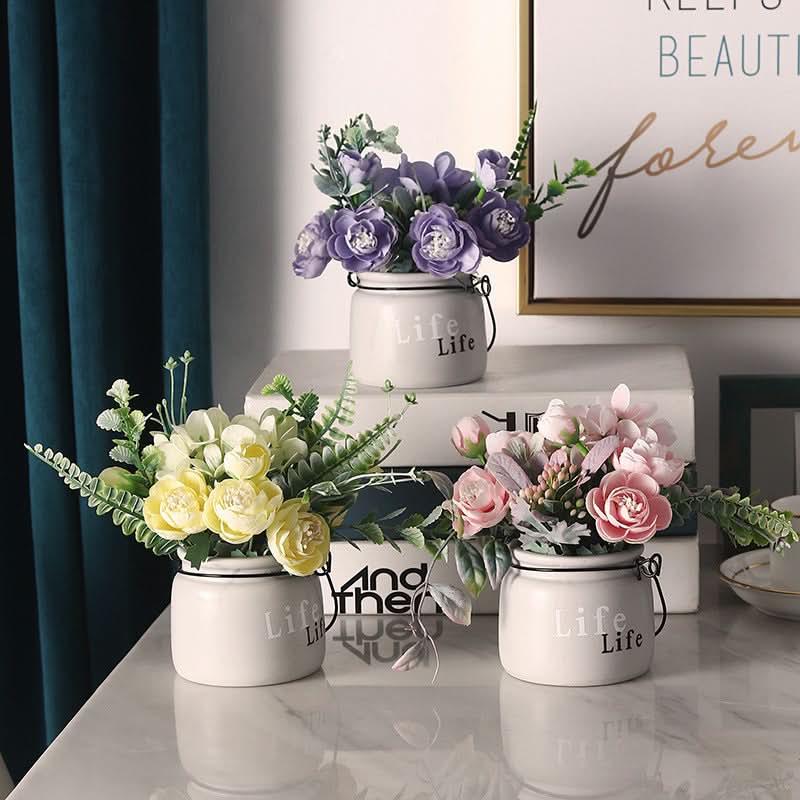 Nordic Inspired Hydrangea Ceramic Potted Artificial Flower