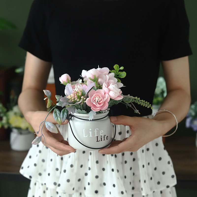 Nordic Inspired Hydrangea Ceramic Potted Artificial Flower