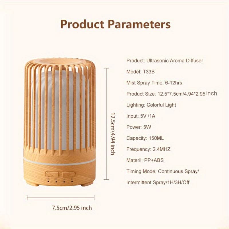 5905.51-inch Ultrasonic Aromatherapy Diffuser & Air Humidifier - 7-Color Night Light