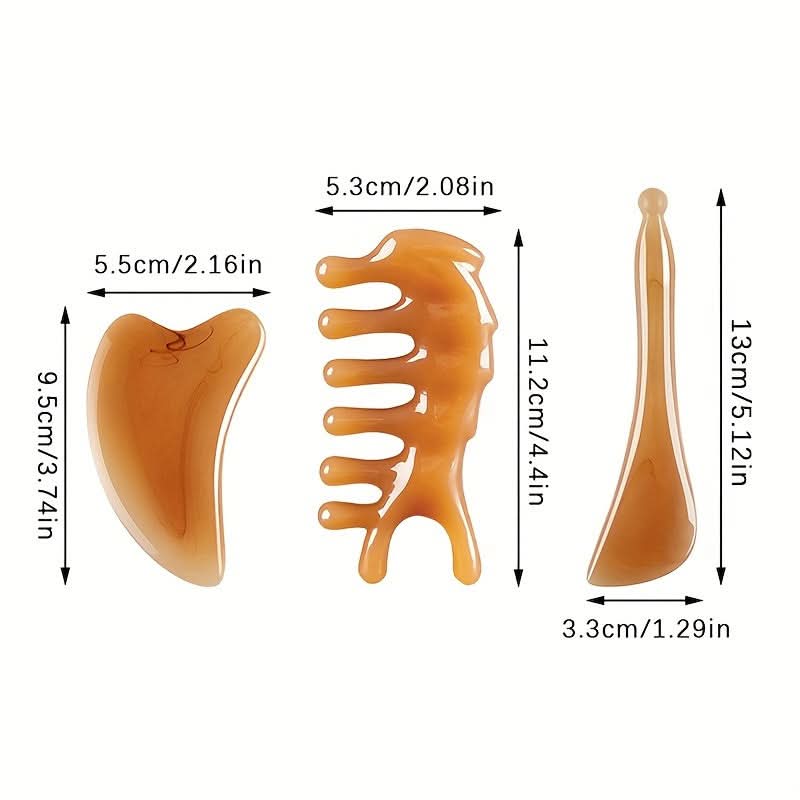 3-Piece Gua Sha Massage Tool Set - Facial & Body Care