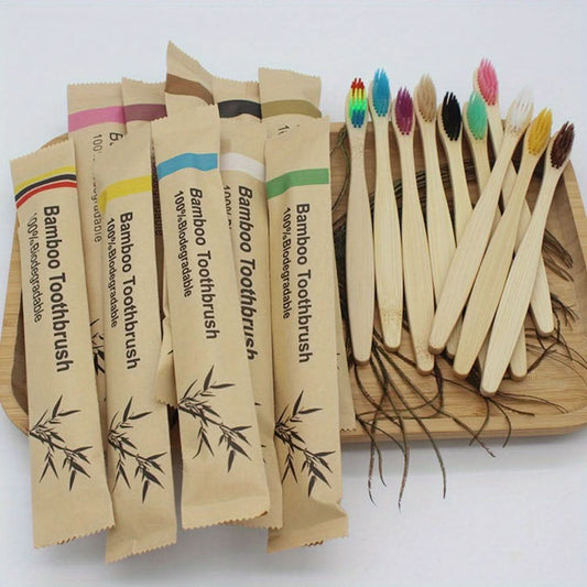 20-Pack Bamboo Toothbrushes – Soft Bristles, Eco-Friendly Oral Care