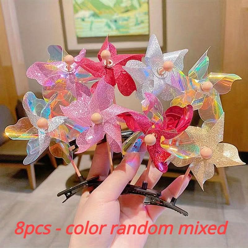 8Pcs Windmill Hair Clips Set - Fun Party Accessories
