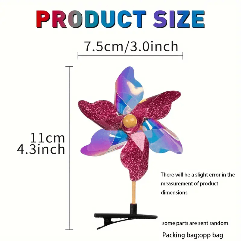 8Pcs Windmill Hair Clips Set - Fun Party Accessories