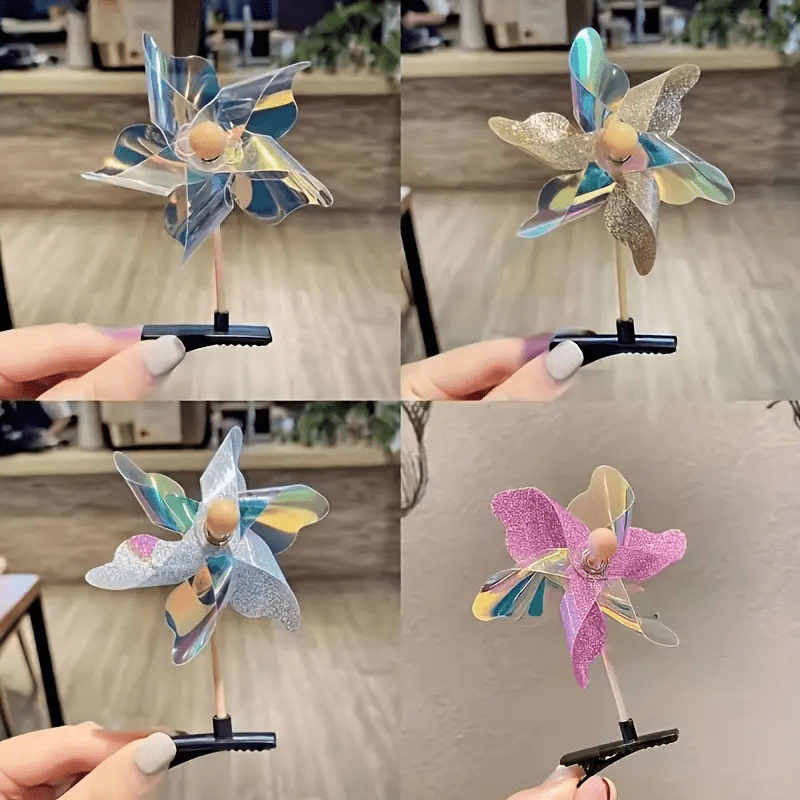 8Pcs Windmill Hair Clips Set - Fun Party Accessories