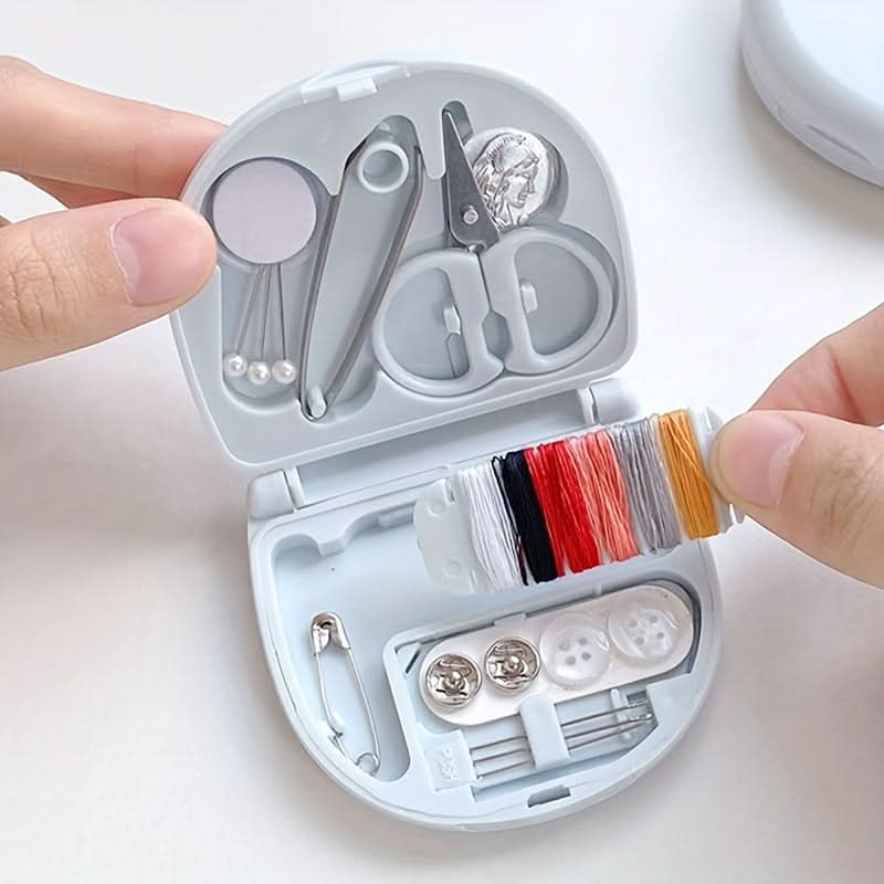 Compact Travel Sewing Kit with Scissors and Thread