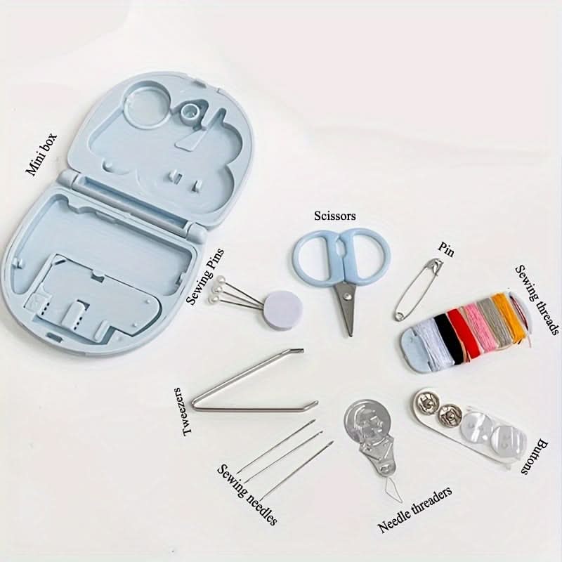 Compact Travel Sewing Kit with Scissors and Thread