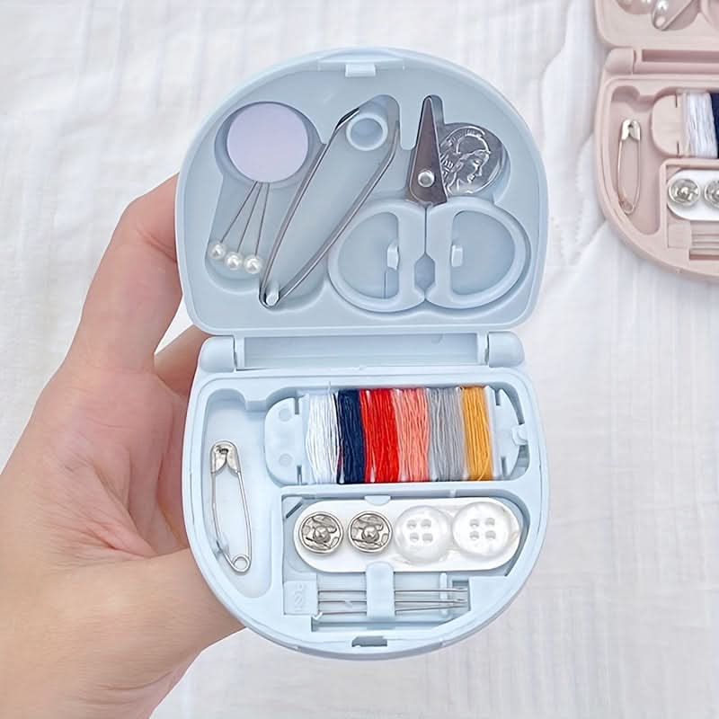 Compact Travel Sewing Kit with Scissors and Thread