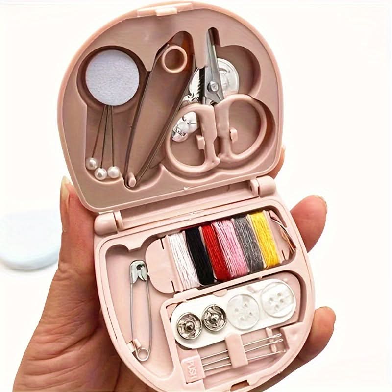 Compact Travel Sewing Kit with Scissors and Thread