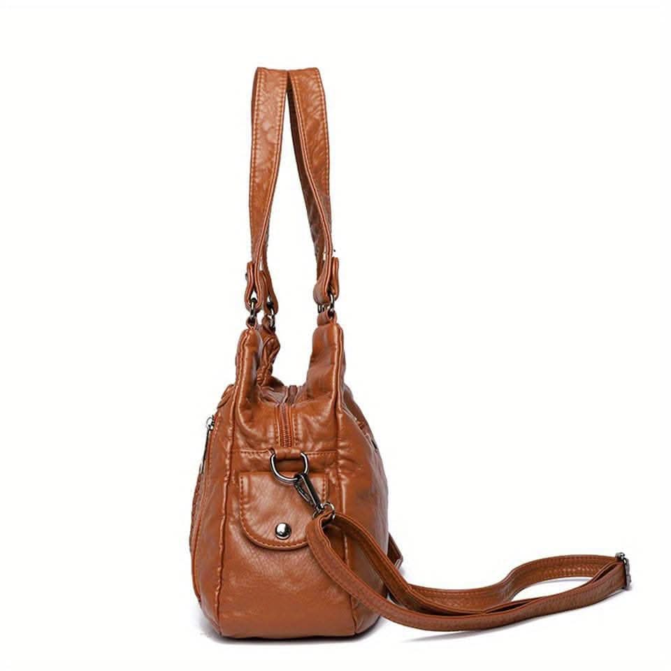 Women's Luxury PU Leather Handbag With Multiple Pockets For Daily Use