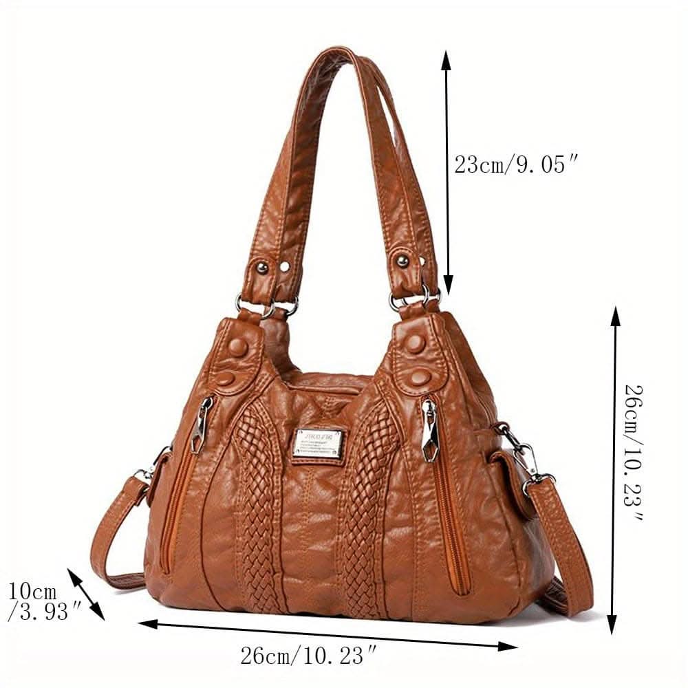Women's Luxury PU Leather Handbag With Multiple Pockets For Daily Use