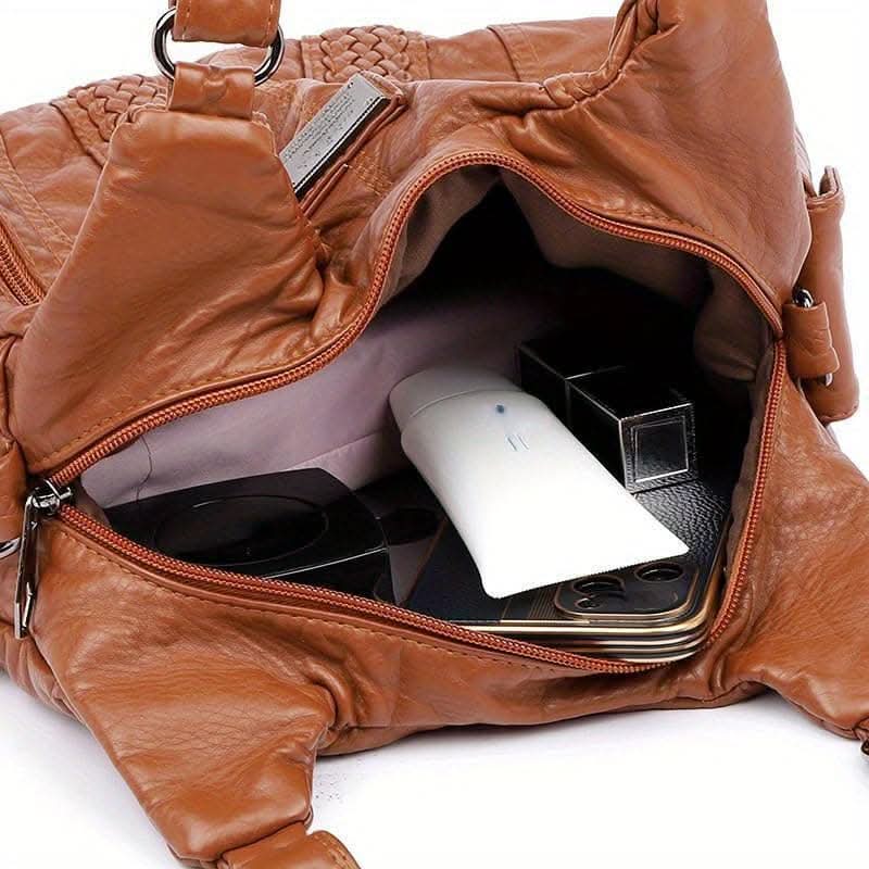 Women's Luxury PU Leather Handbag With Multiple Pockets For Daily Use