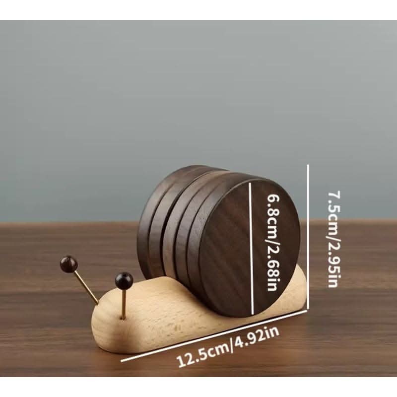 Black Walnut Wood Coaster Set - Insulated Snail Design Tea Mats