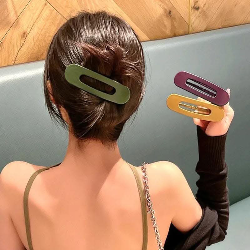 Solid Color Rectangular Hair Grab Clip – Non-Slip Ponytail Holder
