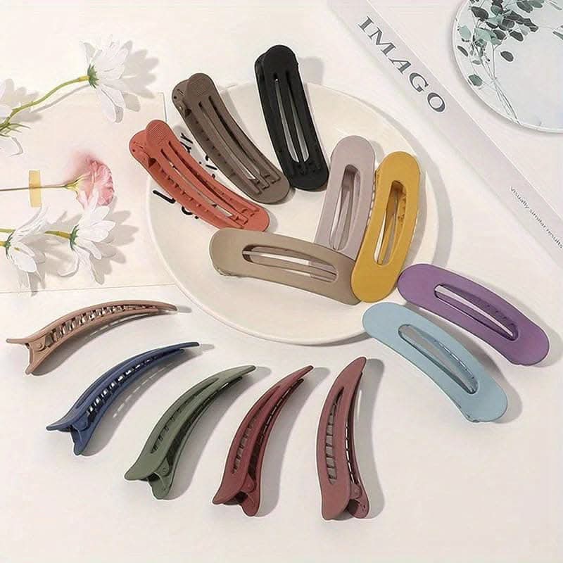 Solid Color Rectangular Hair Grab Clip – Non-Slip Ponytail Holder