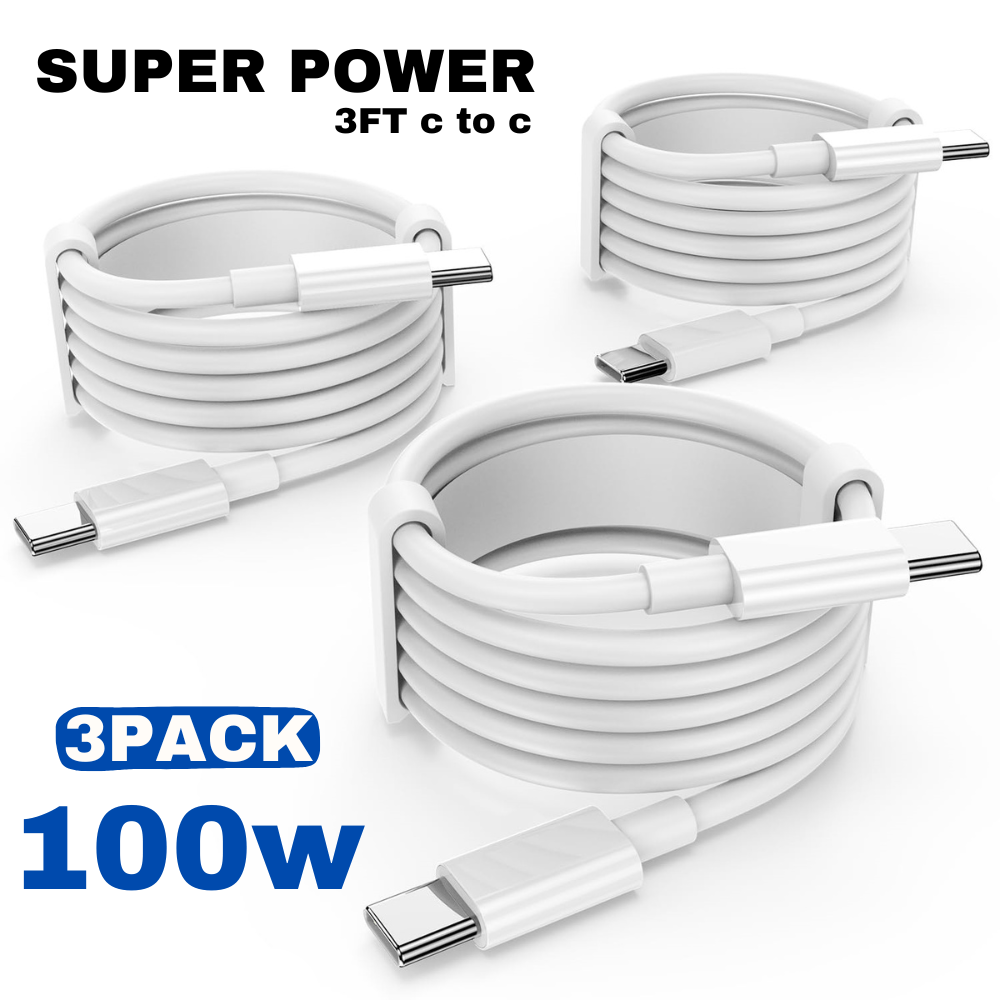 3-Pack 100W Fast USB C Charging Cable