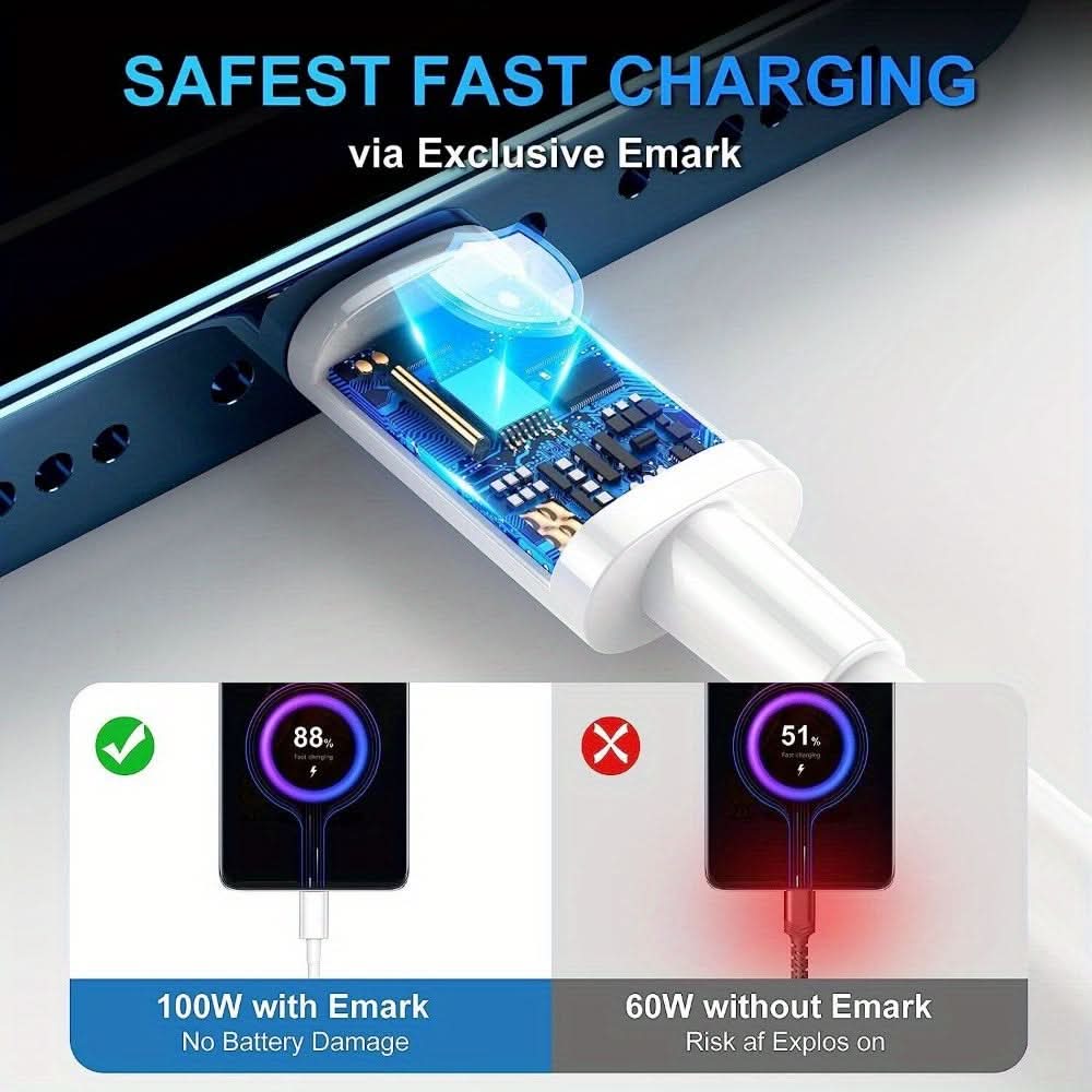 3-Pack 100W Fast USB C Charging Cable