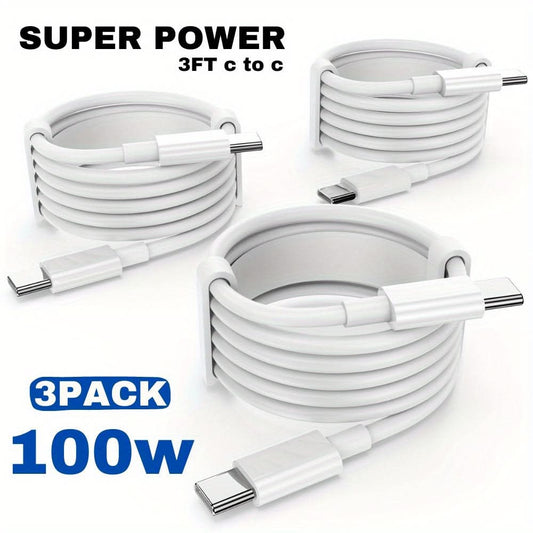 3-Pack 100W Fast USB C Charging Cable