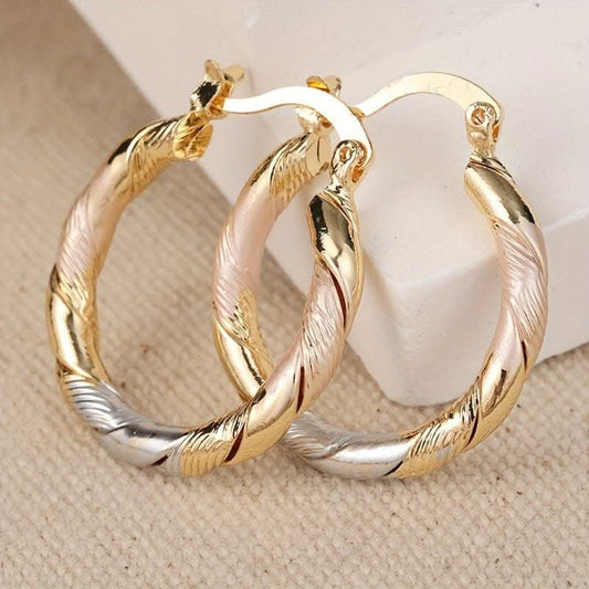 Vintage Twisted Creole Hoop Earrings - Bohemian Style Jewelry