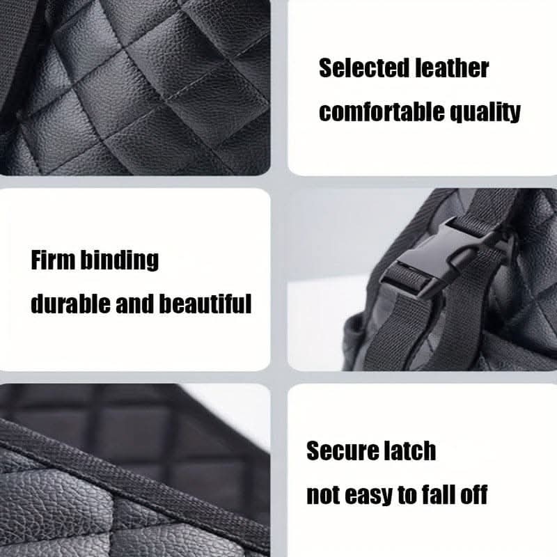 Car Storage Net Bag – Leather Seat Back Organizer for Middle Seat
