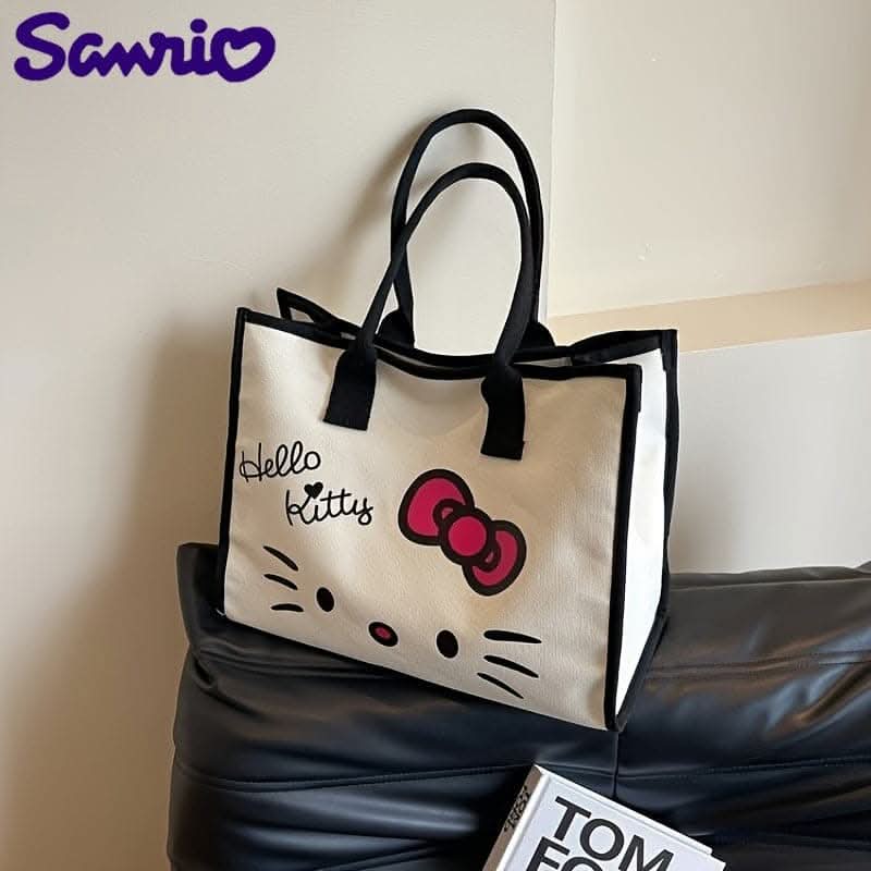 Hello Kitty Canvas Tote Bag – Cute Cartoon Handbag