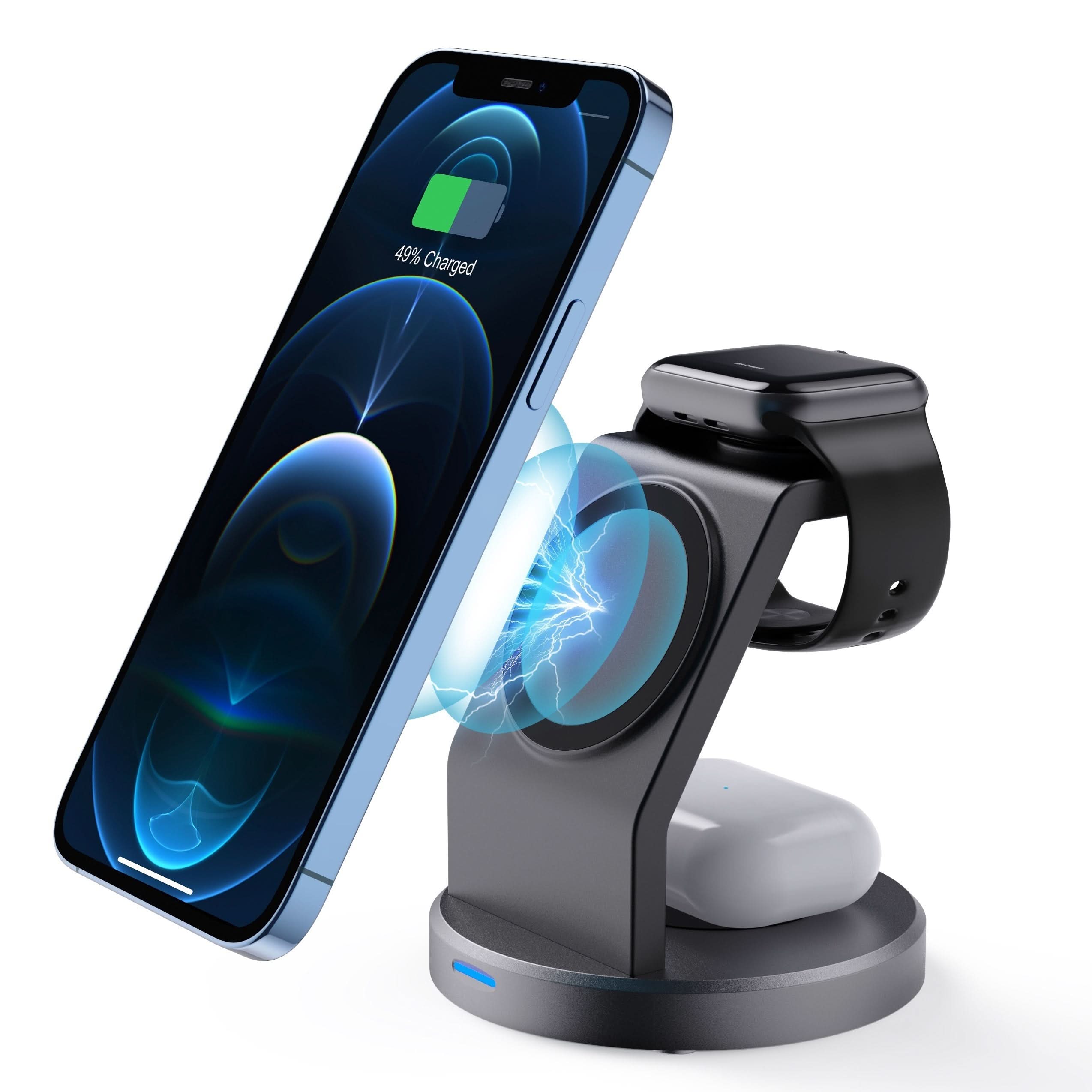 15W Magnetic 3-in-1 Wireless Charging Station for iPhone, AirPods & iWatch