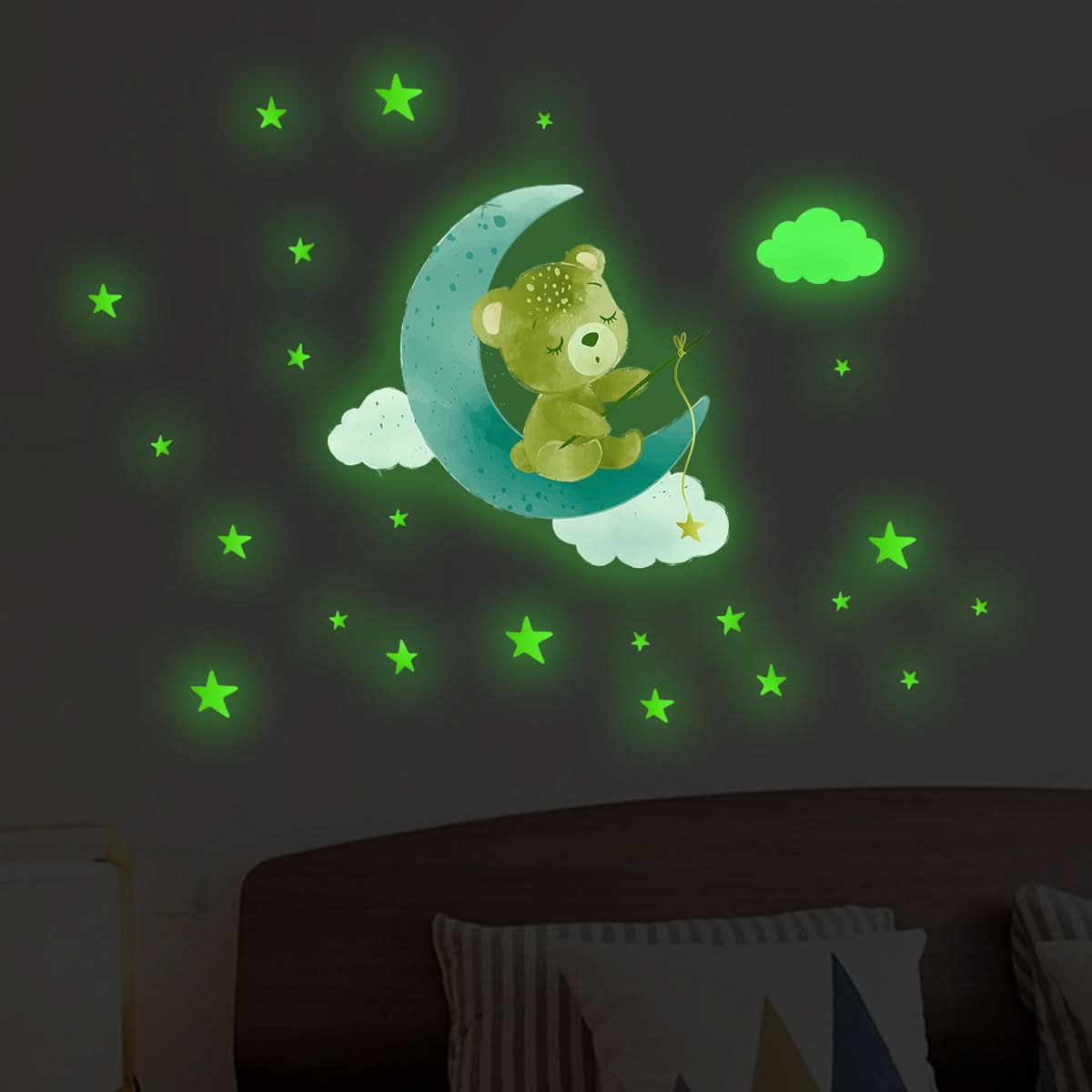 Cartoon Teddy Bear Glow Wall Stickers