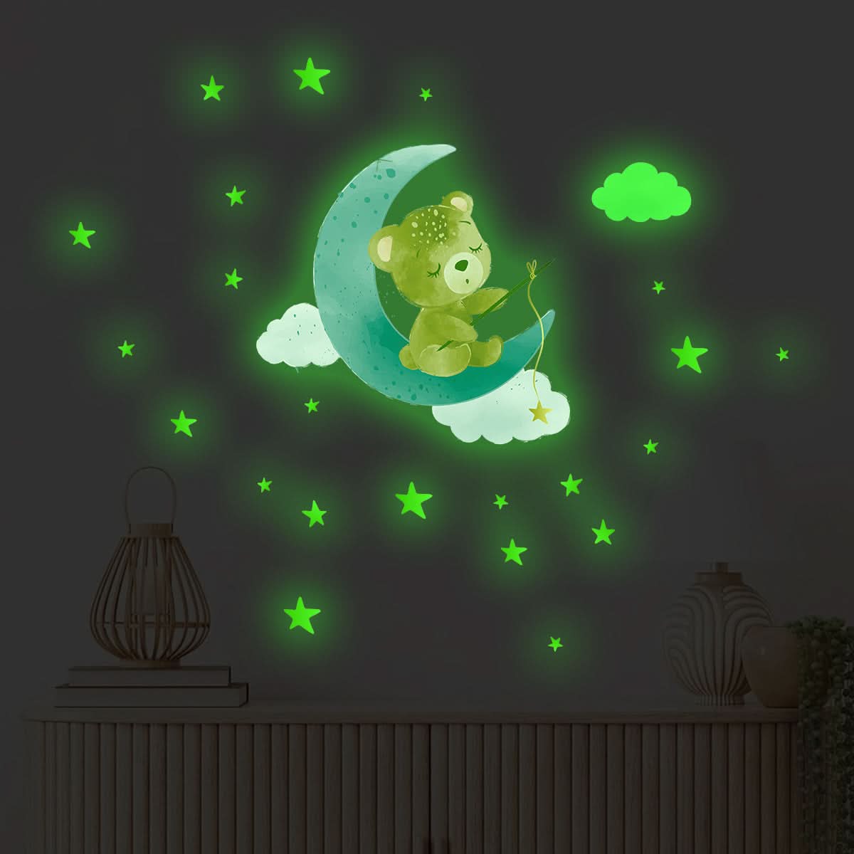 Cartoon Teddy Bear Glow Wall Stickers
