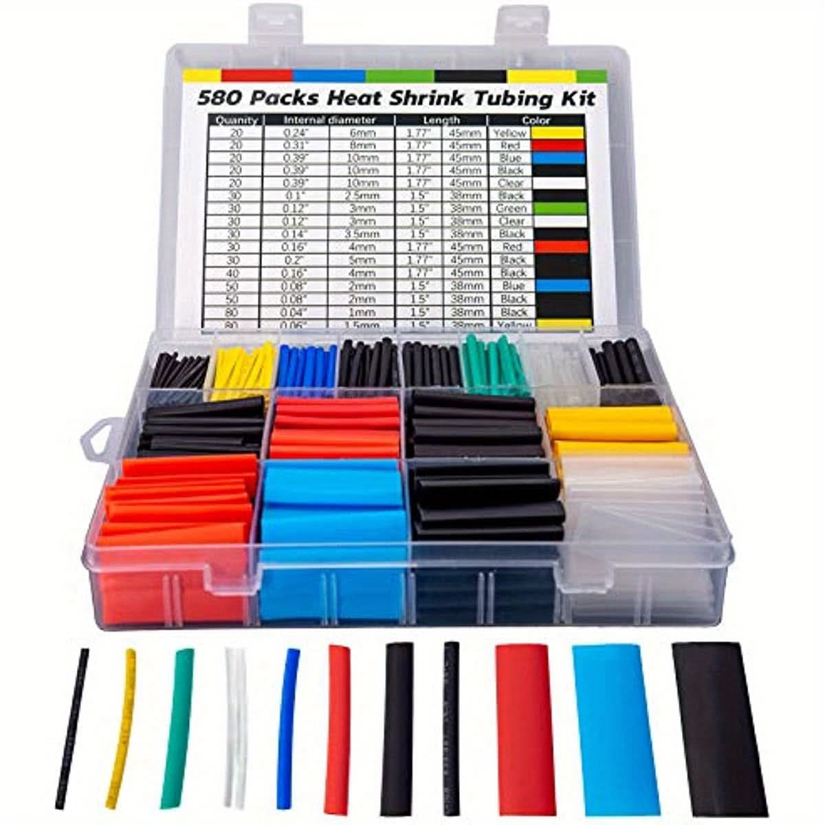580-Piece Heat Shrink Tubing Kit, Assorted Sizes