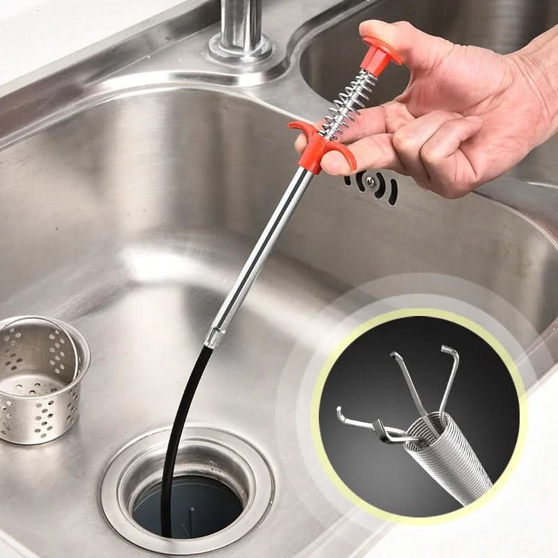 Metal Spring Pipe Dredging Tool - Drain Snake Cleaner Stick for Kitchen Sink