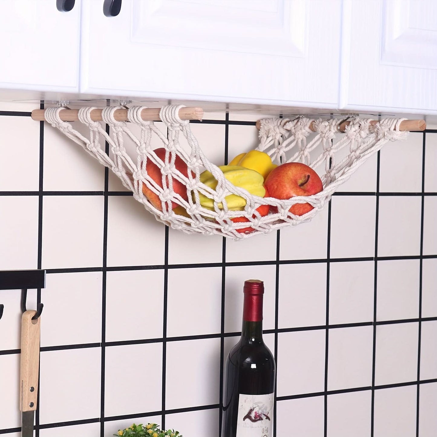Macrame Fruit Hammock for Kitchen Storage