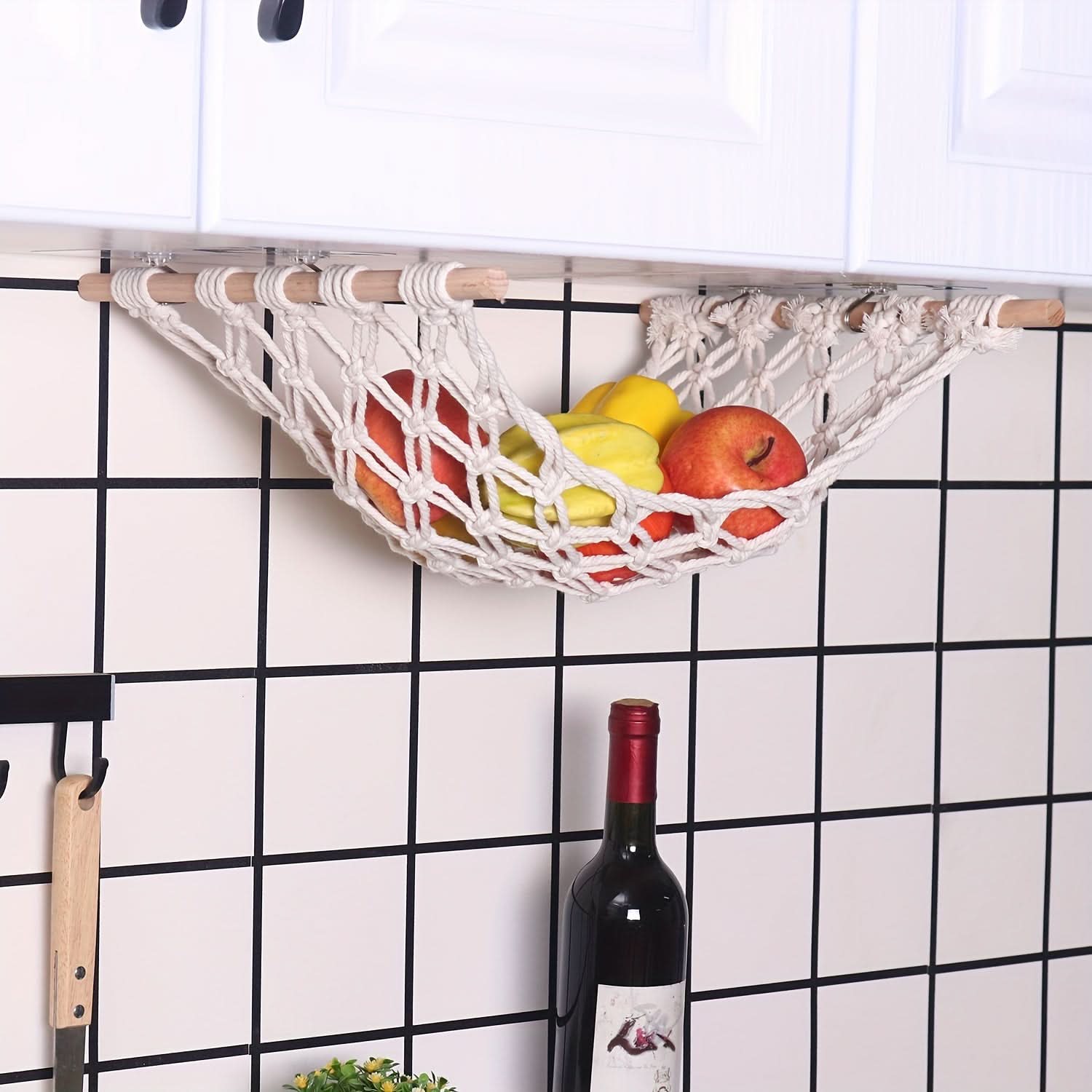Macrame Fruit Hammock for Kitchen Storage