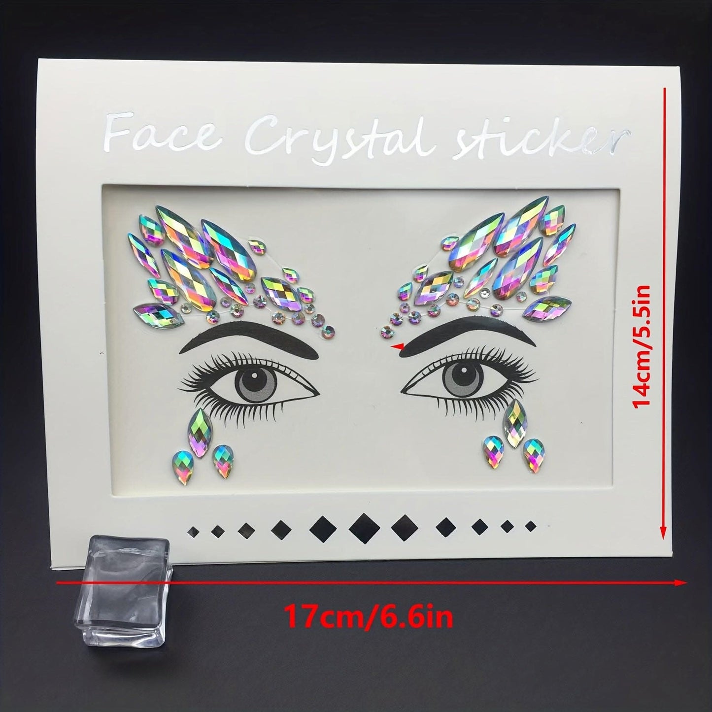 5pcs 3D Crystal Tattoo Stickers – Artificial Diamond Eyes & Face Decoration
