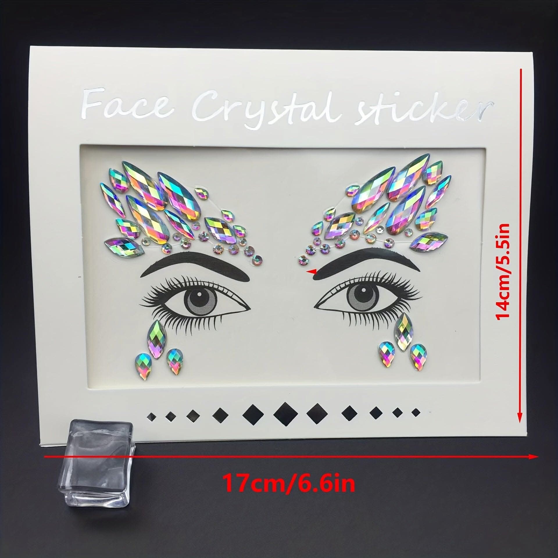 5pcs 3D Crystal Tattoo Stickers – Artificial Diamond Eyes & Face Decoration